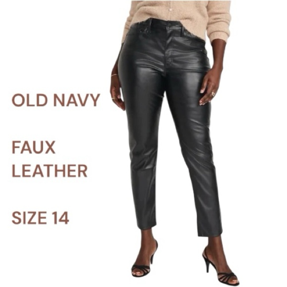 Old Navy Extra High-Waisted Black Faux-Leather Skinny Pants Women’s Size 14